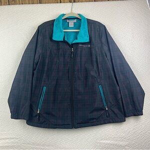 Free Country Jacket Blue Gray plaid Water-Resistant. Women’s 3x